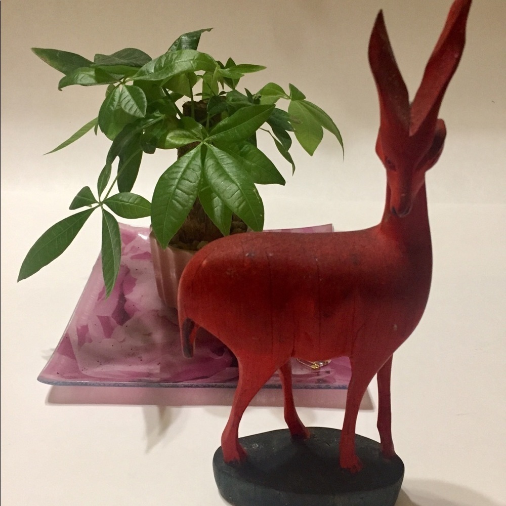 Holiday Nature Wooden Red Deer Decoration Vintage - Picture 3 of 3